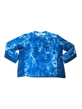 Habit Waves Fishing Shirt Mens XL Blue Moisture Wicking UPF 40+ Long Sleeve